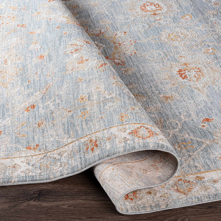Mangham Blue And Ivory Traditional Style Area Rug