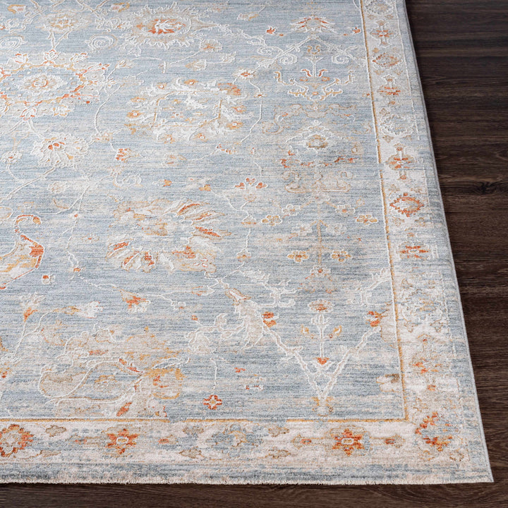 Mangham Blue And Ivory Traditional Style Area Rug