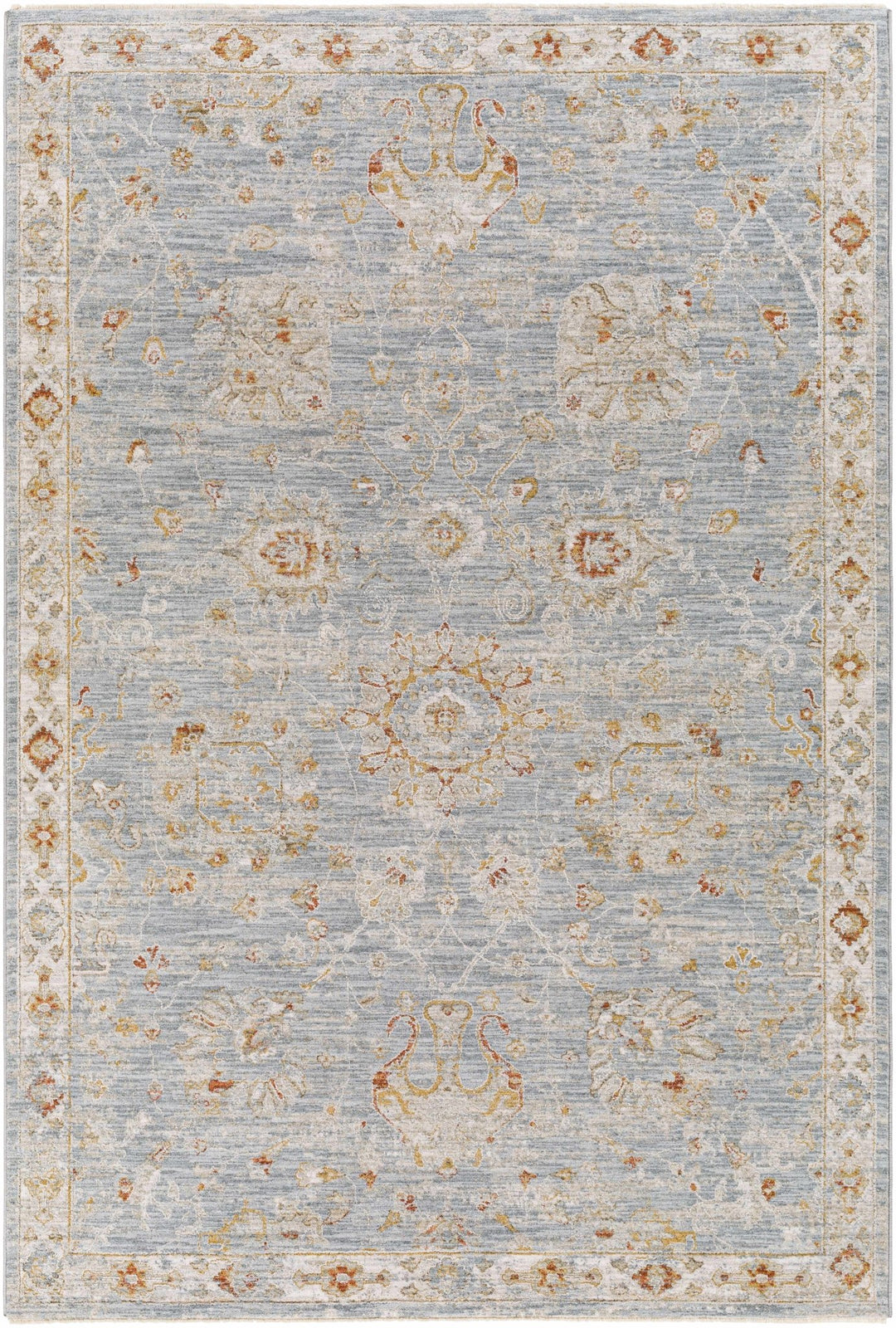 Mangham Blue And Ivory Traditional Style Area Rug - The Rug Decor