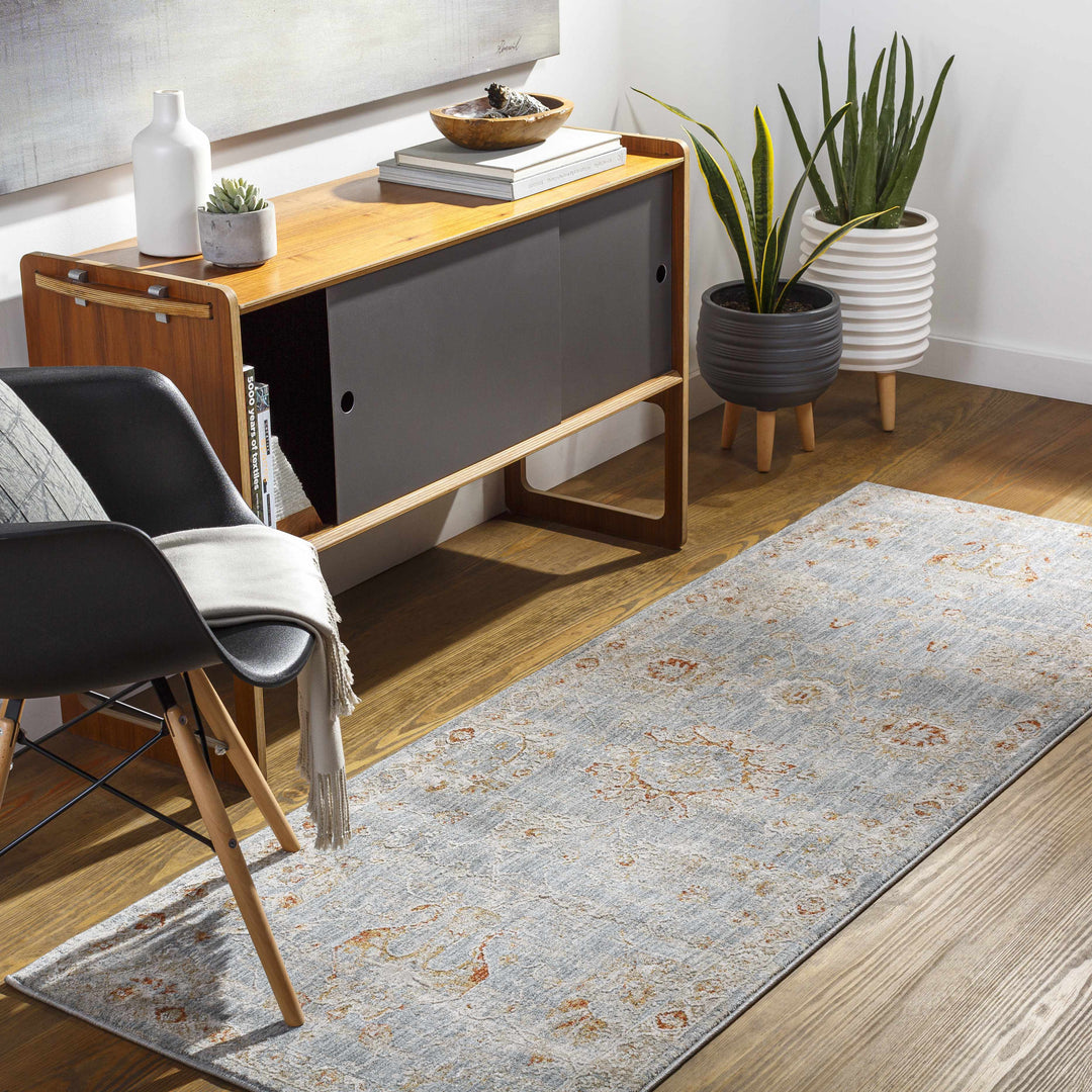 Mangham Blue And Ivory Traditional Style Area Rug