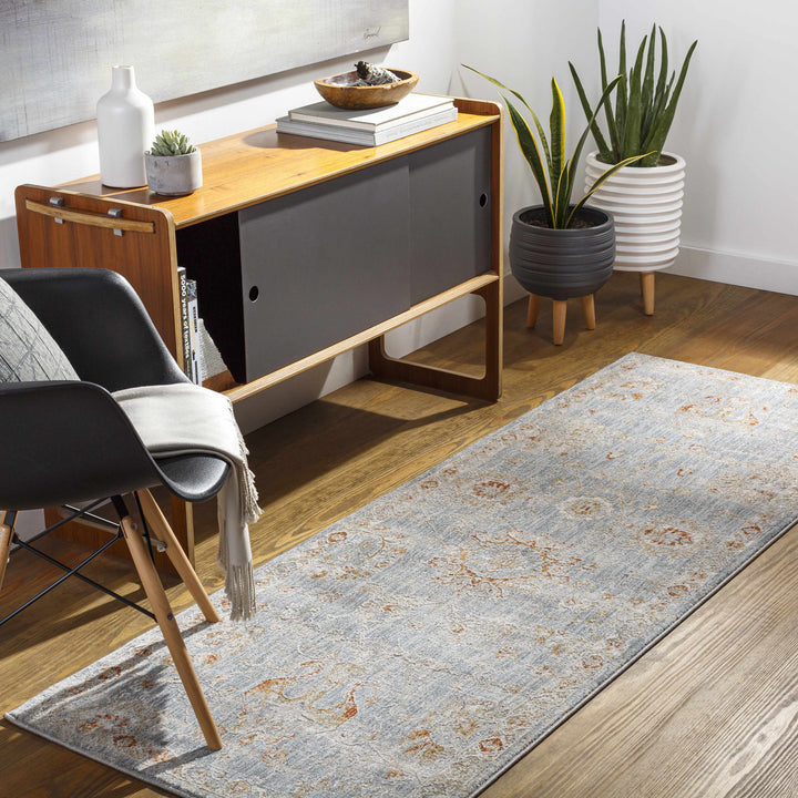 Mangham Blue And Ivory Traditional Style Area Rug