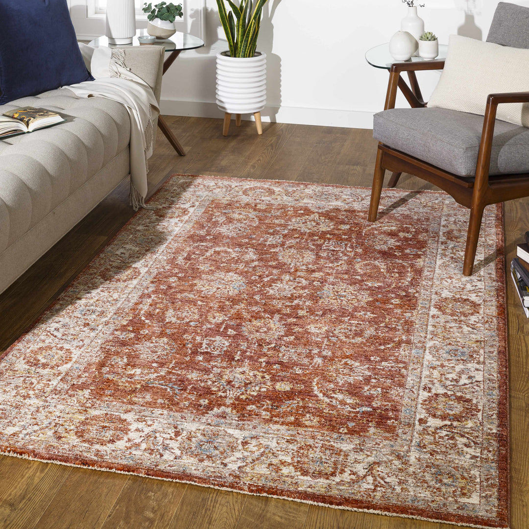 Maniwaki Rust And Ivory Traditional Style Area Rug