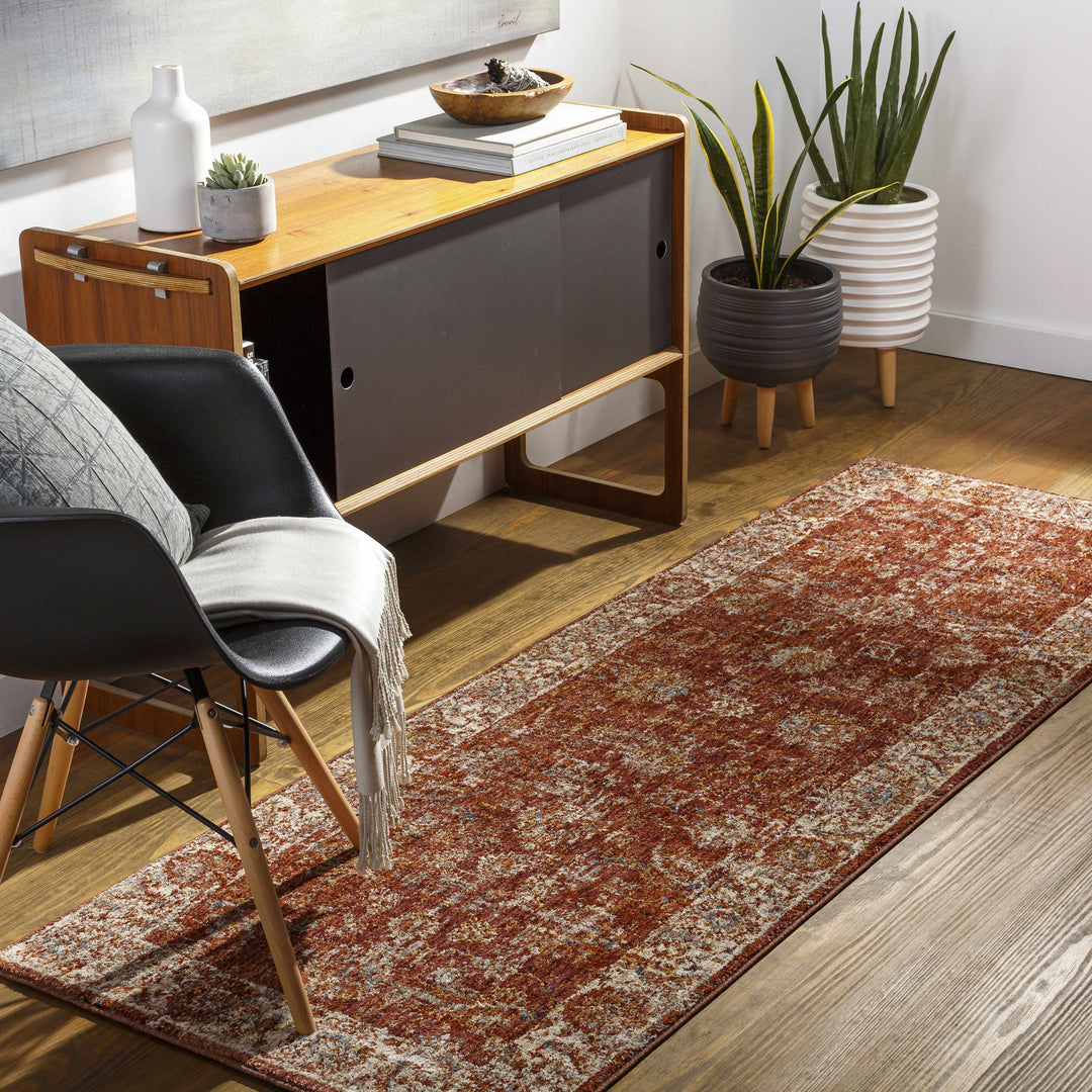 Maniwaki Rust And Ivory Traditional Style Area Rug