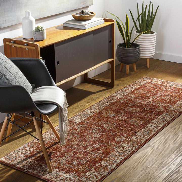 Maniwaki Rust And Ivory Traditional Style Area Rug