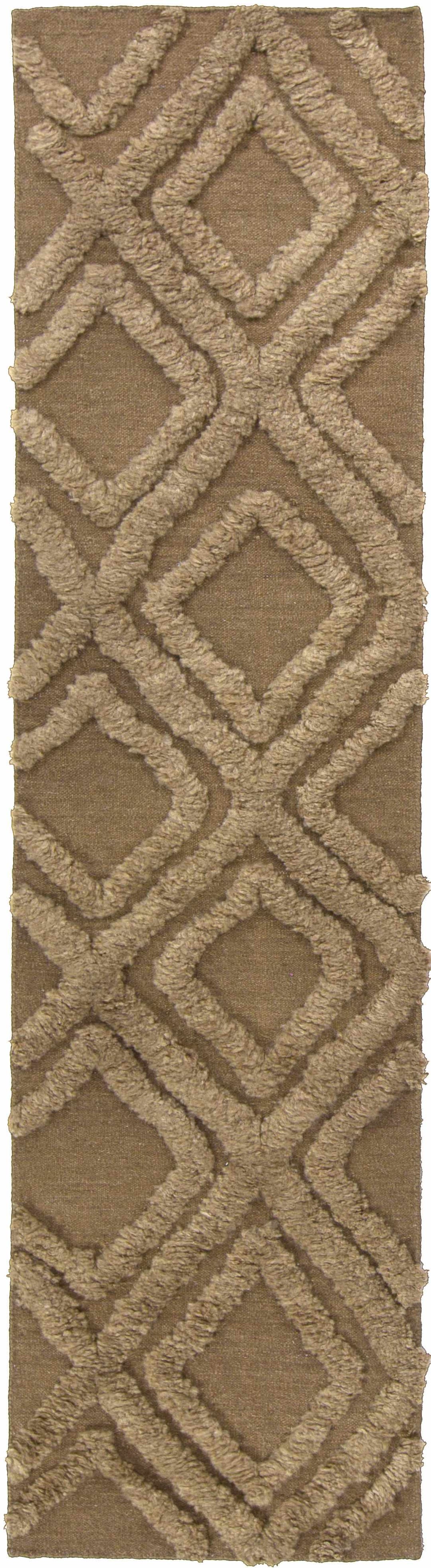 Manorville Contemporary Geometrical Brown Hand Woven Area Rug