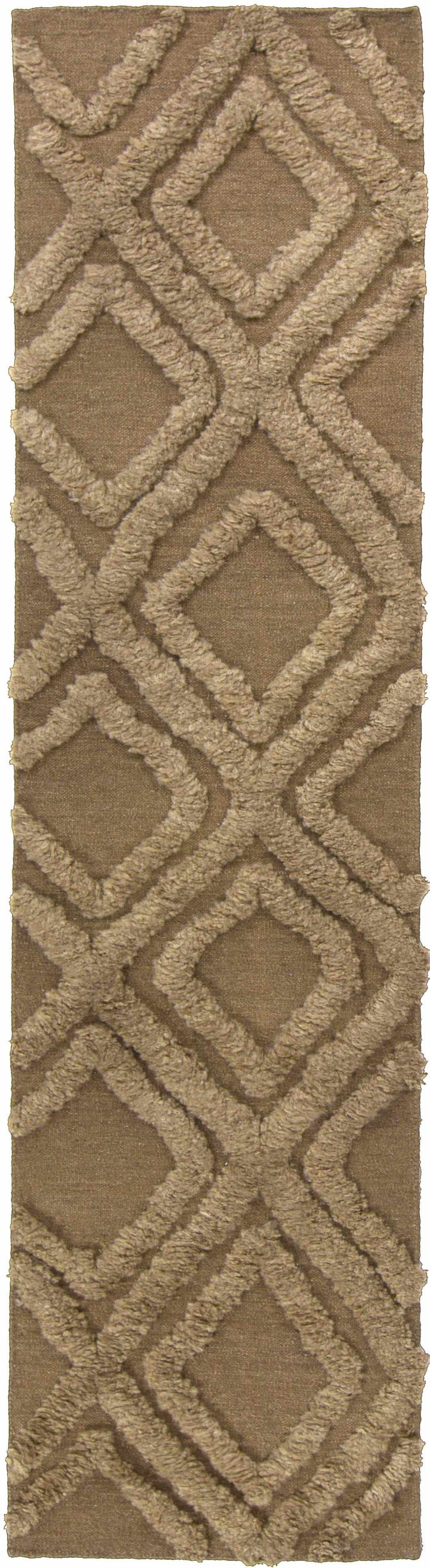 Manorville Contemporary Geometrical Brown Hand Woven Area Rug
