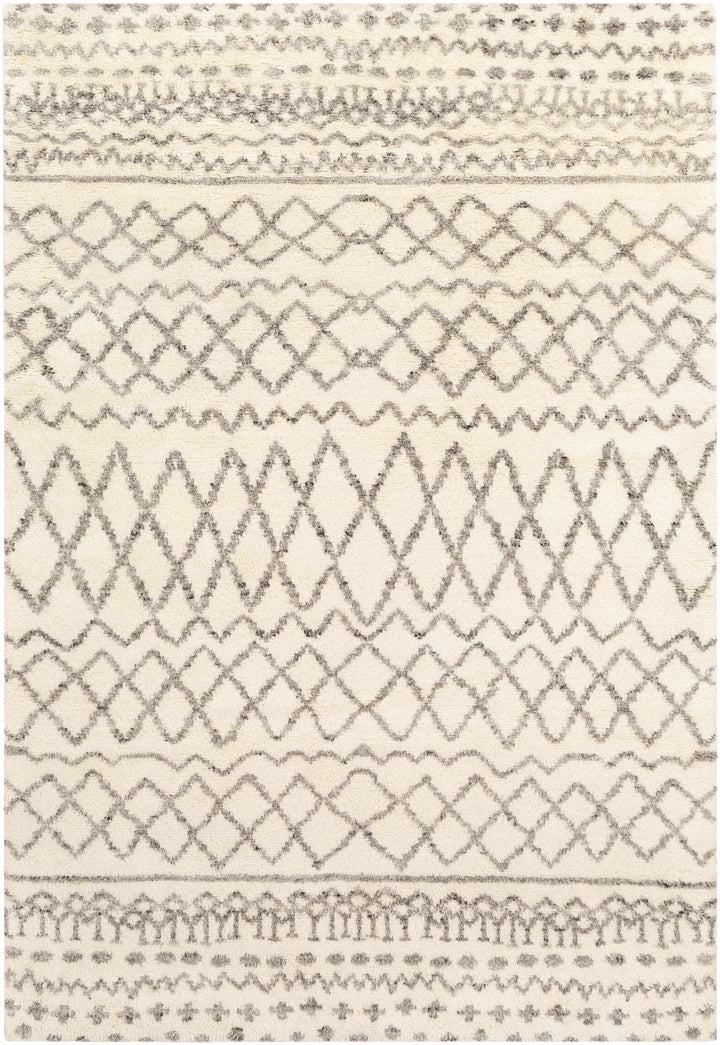 Manquin Modern Style Ivory And Gray Hand Knotted Area Rug