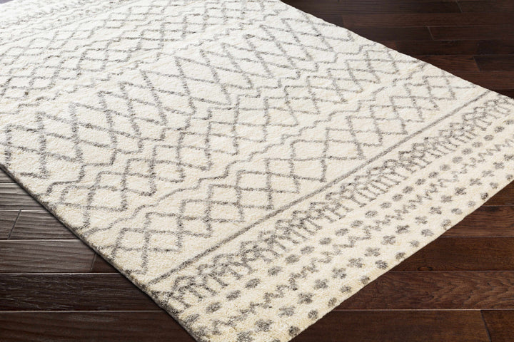 Manquin Modern Style Ivory And Gray Hand Knotted Area Rug
