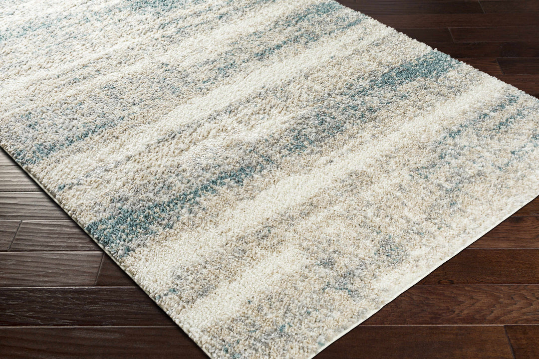Manquiring Modern Abstract Design Blue And Ivory Area Rug