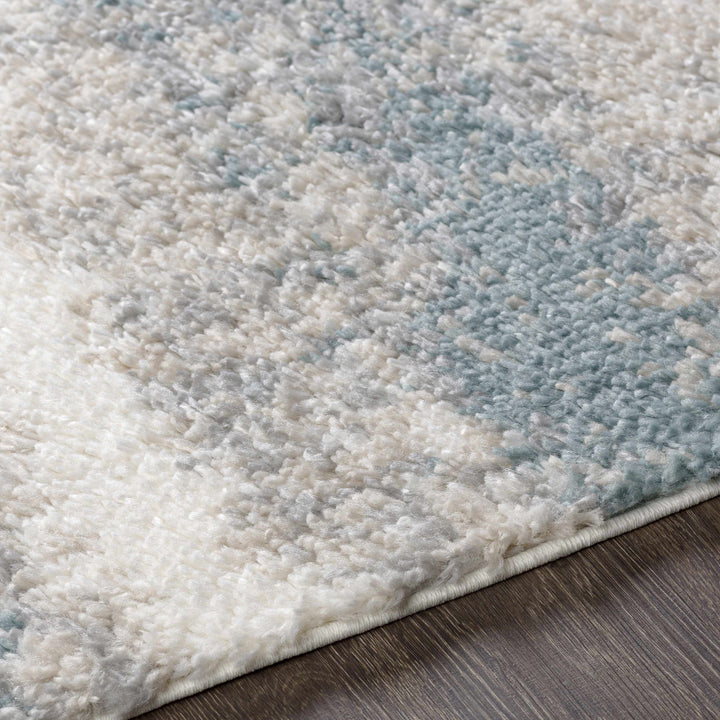 Manquiring Modern Abstract Design Blue And Ivory Area Rug