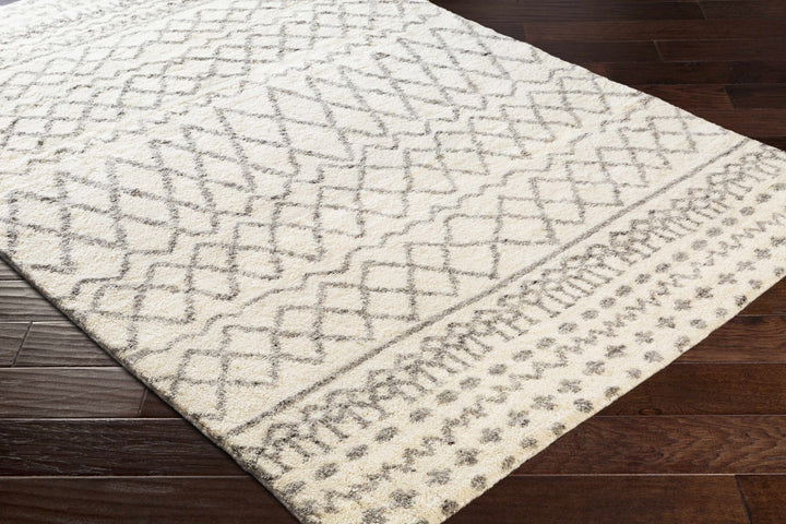 Manquin Modern Style Ivory And Gray Hand Knotted Area Rug - The Rug Decor