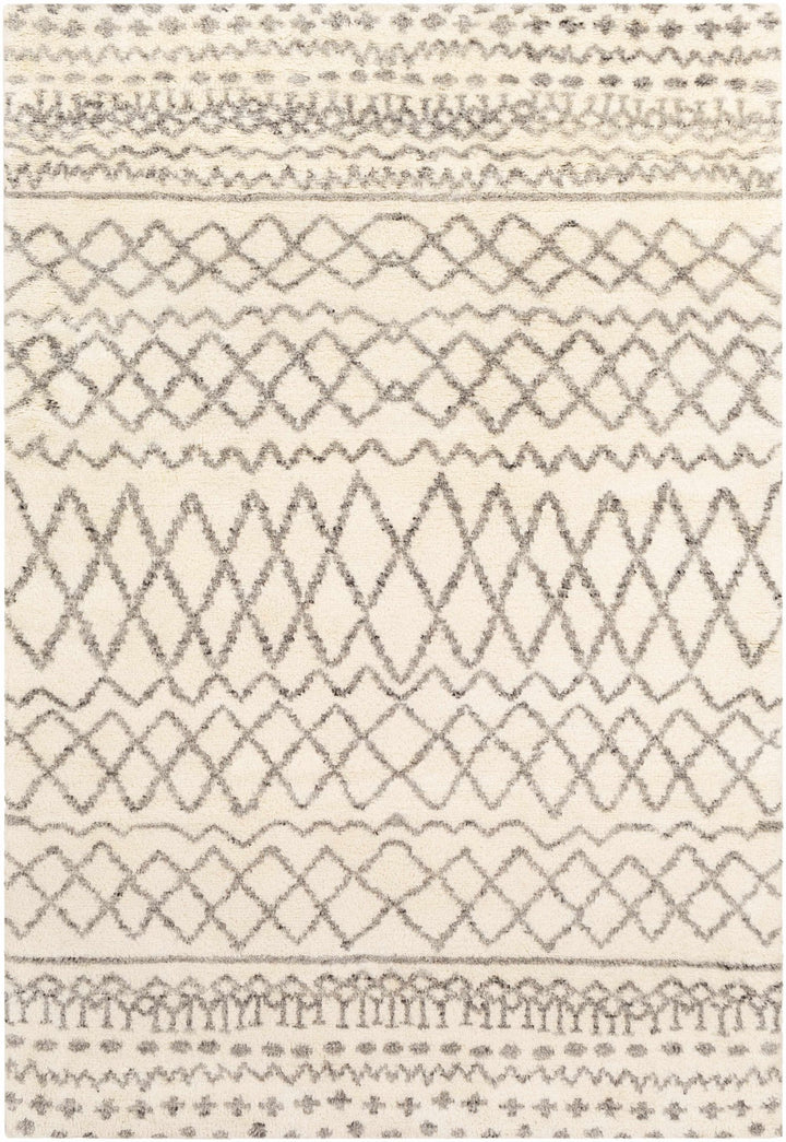 Manquin Modern Style Ivory And Gray Hand Knotted Area Rug - The Rug Decor