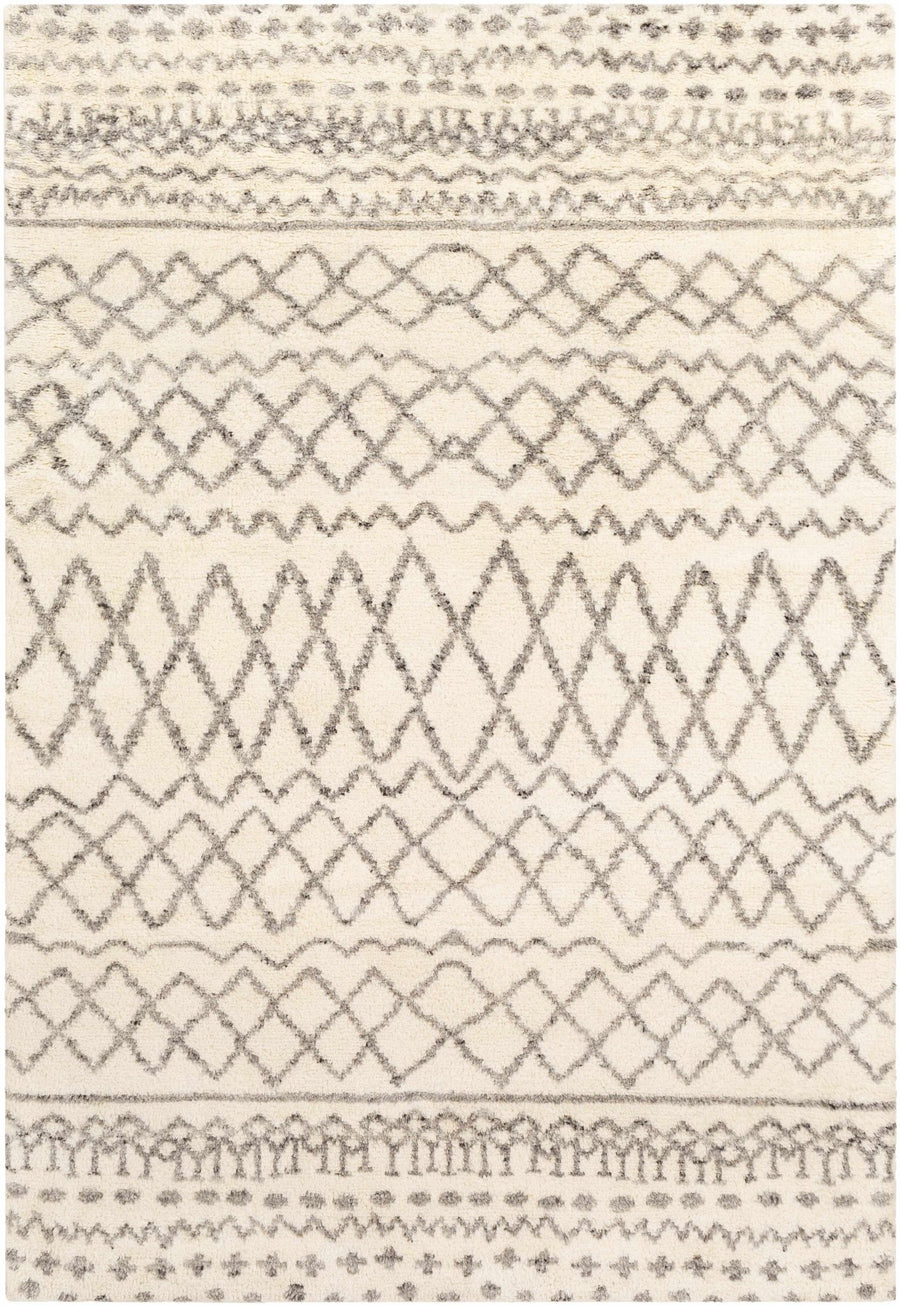 Manquin Modern Style Ivory And Gray Hand Knotted Area Rug - The Rug Decor