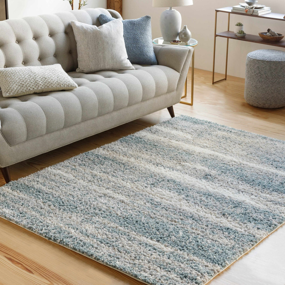 Manquiring Modern Abstract Design Blue And Ivory Area Rug - The Rug Decor