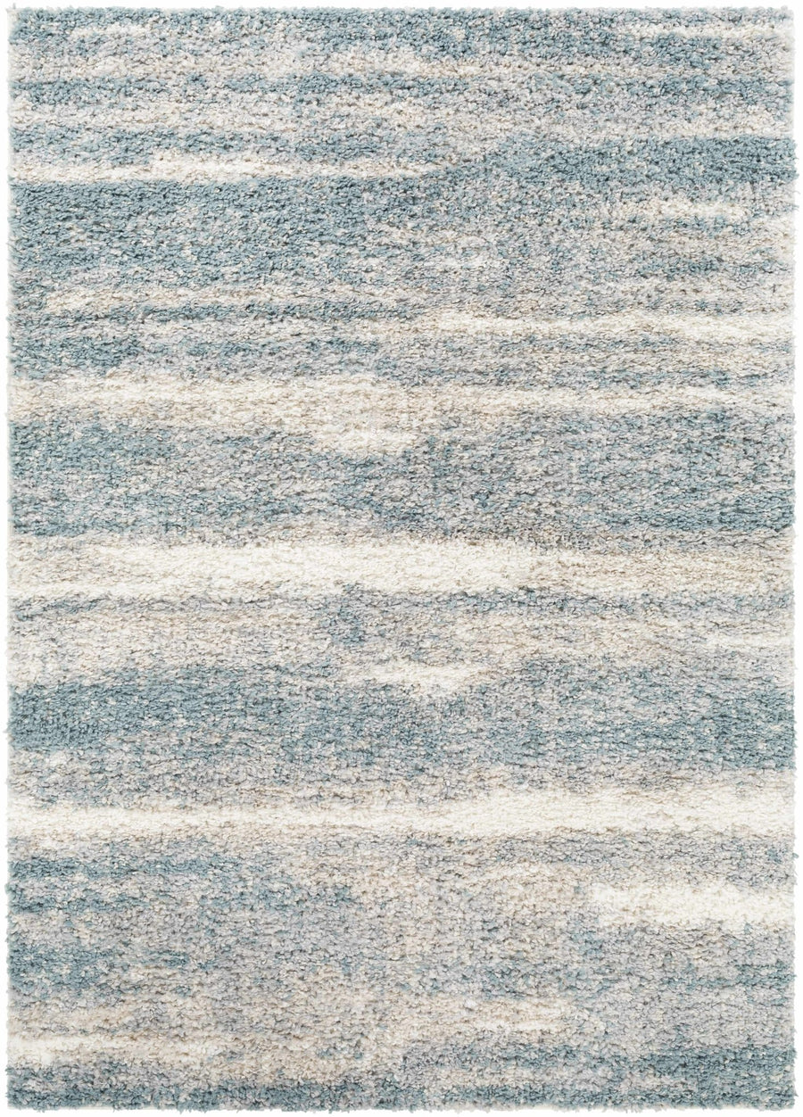 Manquiring Modern Abstract Design Blue And Ivory Area Rug - The Rug Decor