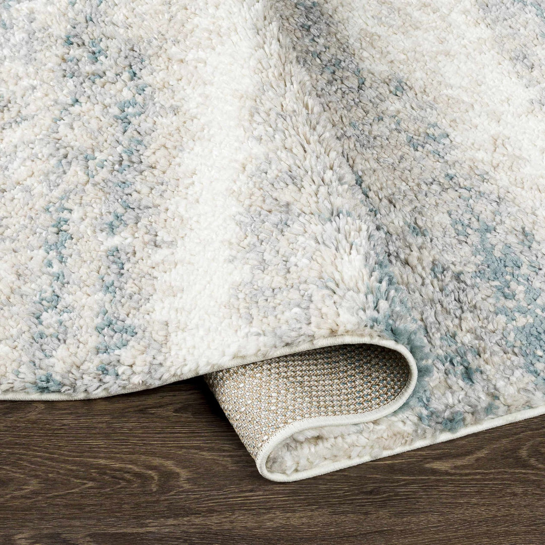 Manquiring Modern Abstract Design Blue And Ivory Area Rug - The Rug Decor