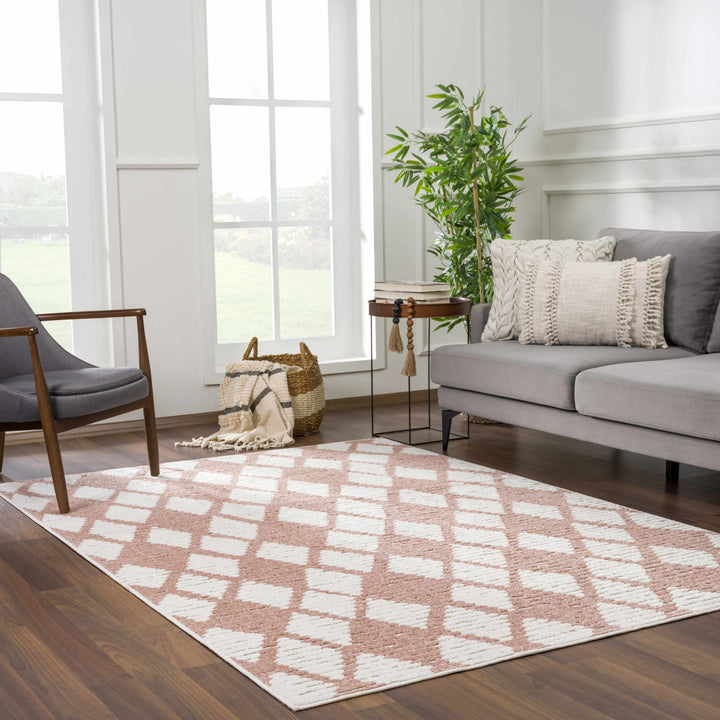 Mansilingan Bohemian Style Pink & Off White Outdoor Area Rug - The Rug Decor