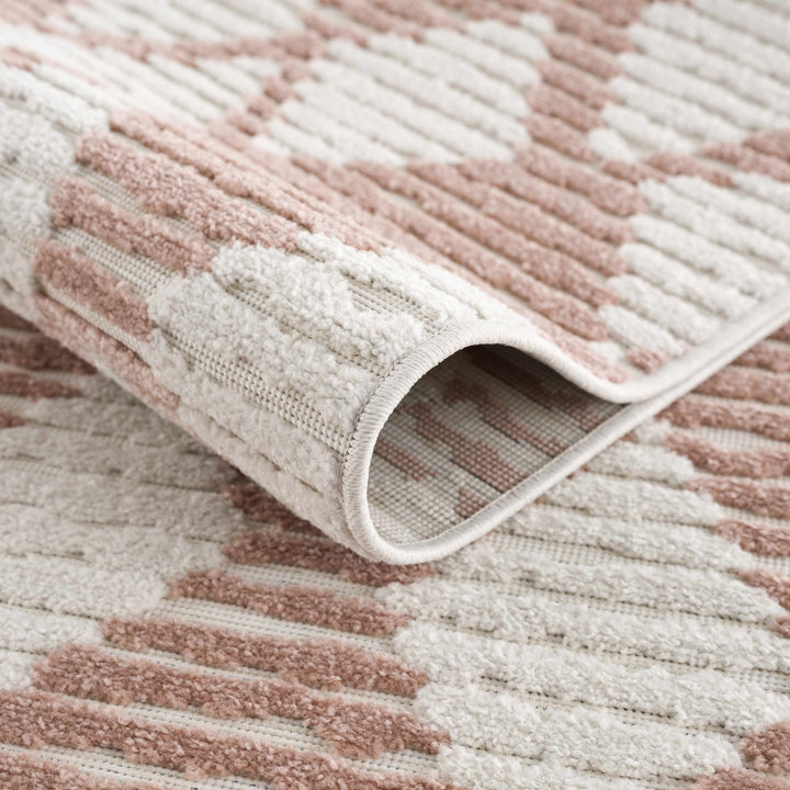 Mansilingan Bohemian Style Pink & Off White Outdoor Area Rug - The Rug Decor