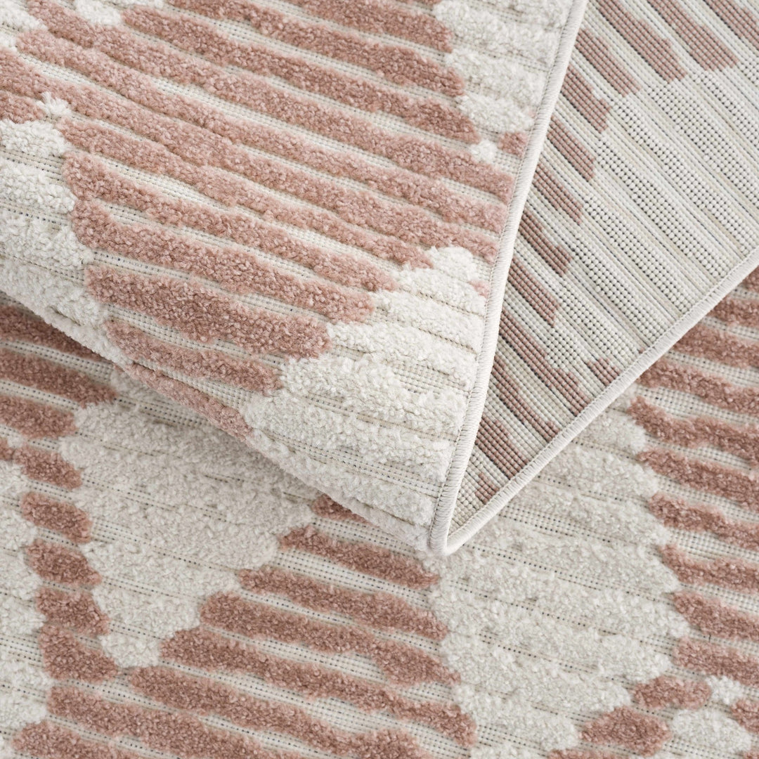 Mansilingan Bohemian Style Pink & Off White Outdoor Area Rug - The Rug Decor