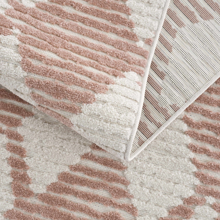 Mansilingan Bohemian Style Pink & Off White Outdoor Area Rug - The Rug Decor