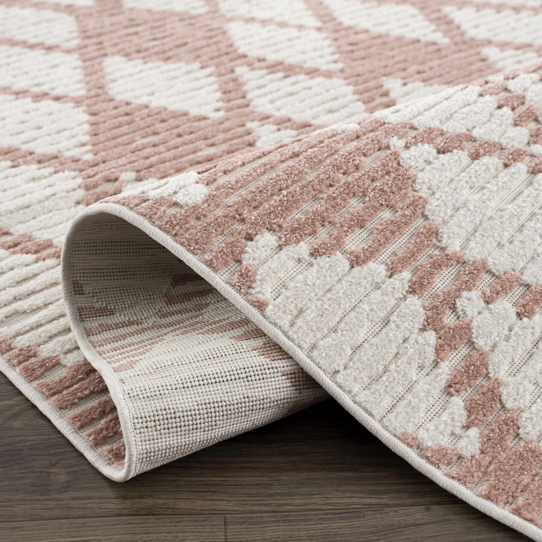 Mansilingan Bohemian Style Pink & Off White Outdoor Area Rug - The Rug Decor