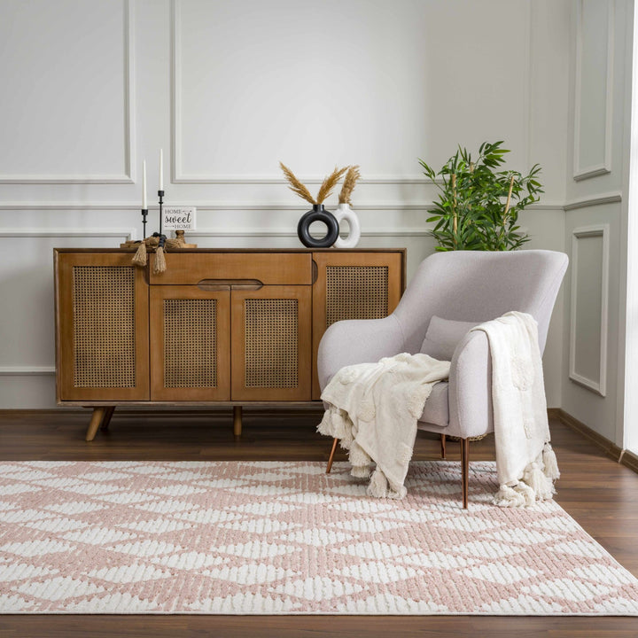 Mansilingan Bohemian Style Pink & Off White Outdoor Area Rug - The Rug Decor
