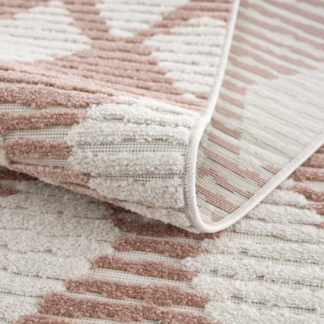 Mansilingan Bohemian Style Pink & Off White Outdoor Area Rug - The Rug Decor
