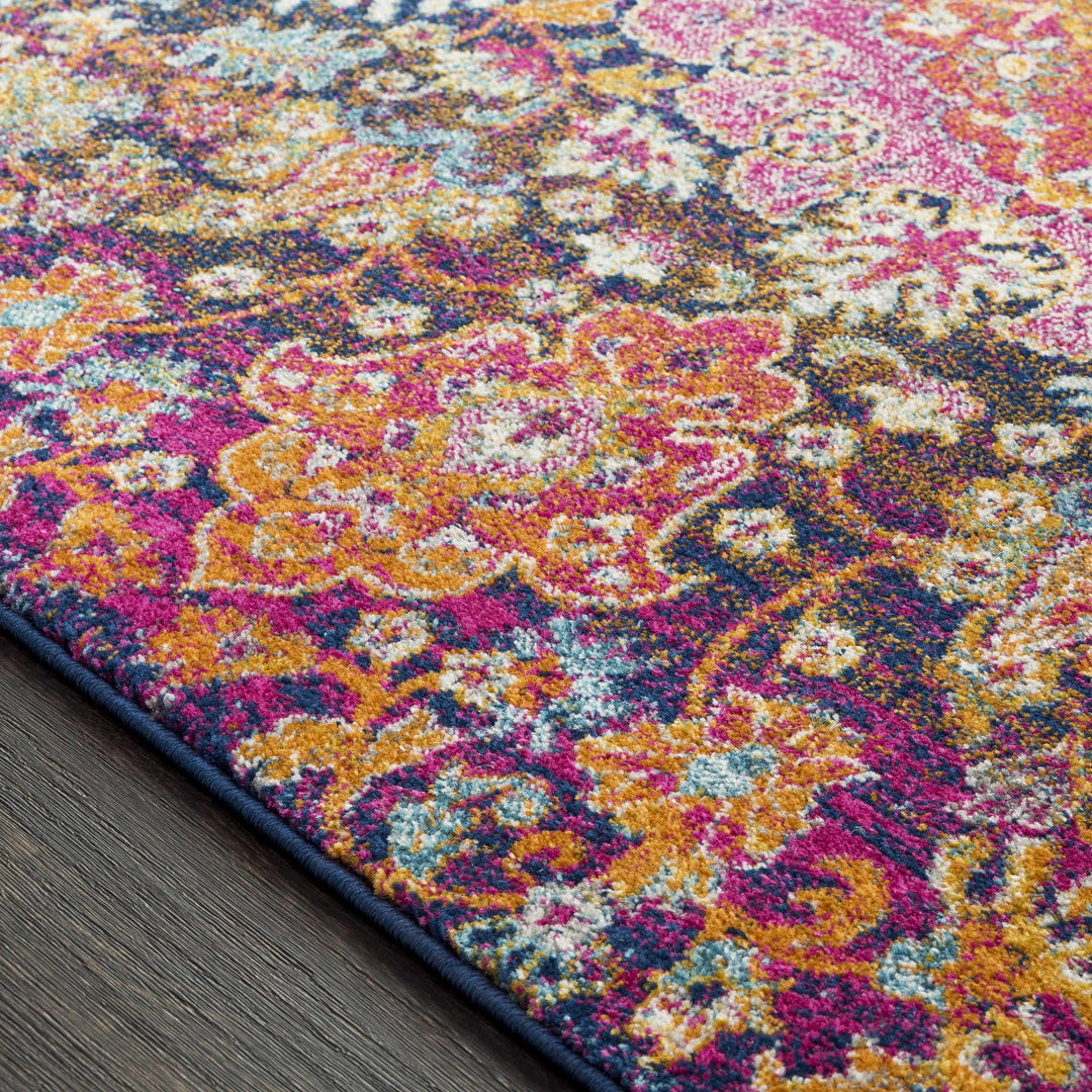 Burnt Traditional Medallion Design Orange & Purple Area Rug