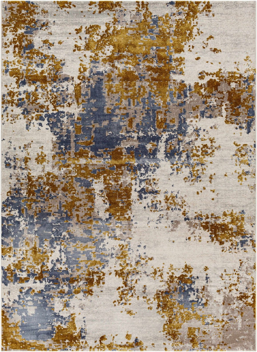 Maralal Abstract Mustard And Blue Rug - The Rug Decor