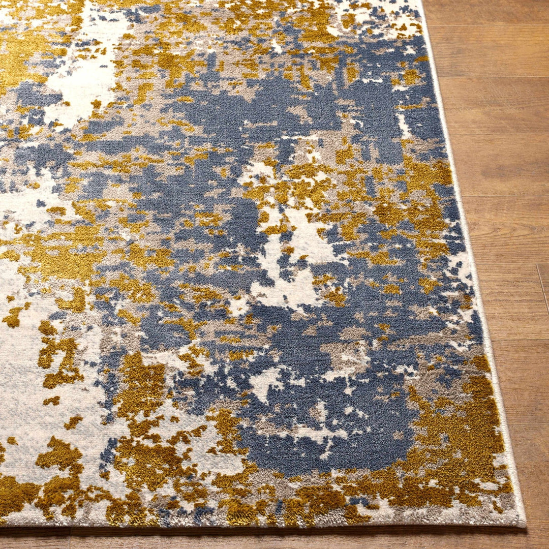 Maralal Abstract Mustard And Blue Rug - The Rug Decor