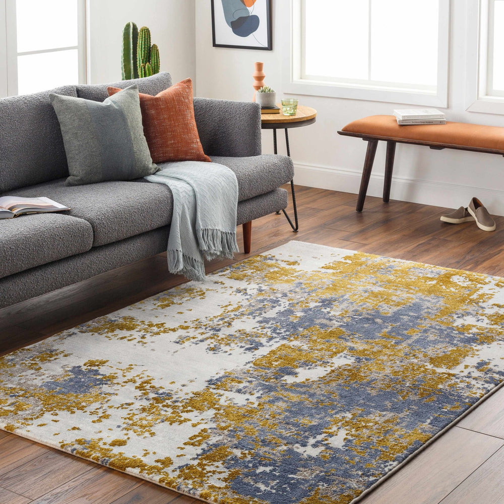 Maralal Abstract Mustard And Blue Rug - The Rug Decor