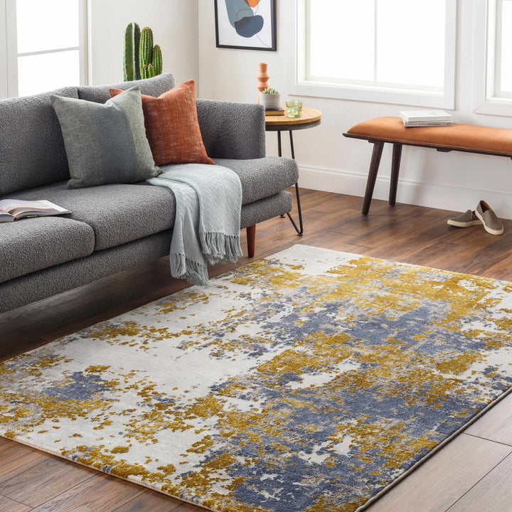Maralal Abstract Mustard And Blue Rug - The Rug Decor