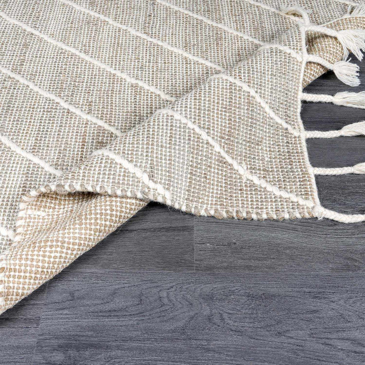 Marbletown Cream And Gray Hand Woven Jute & Wool Rug - The Rug Decor
