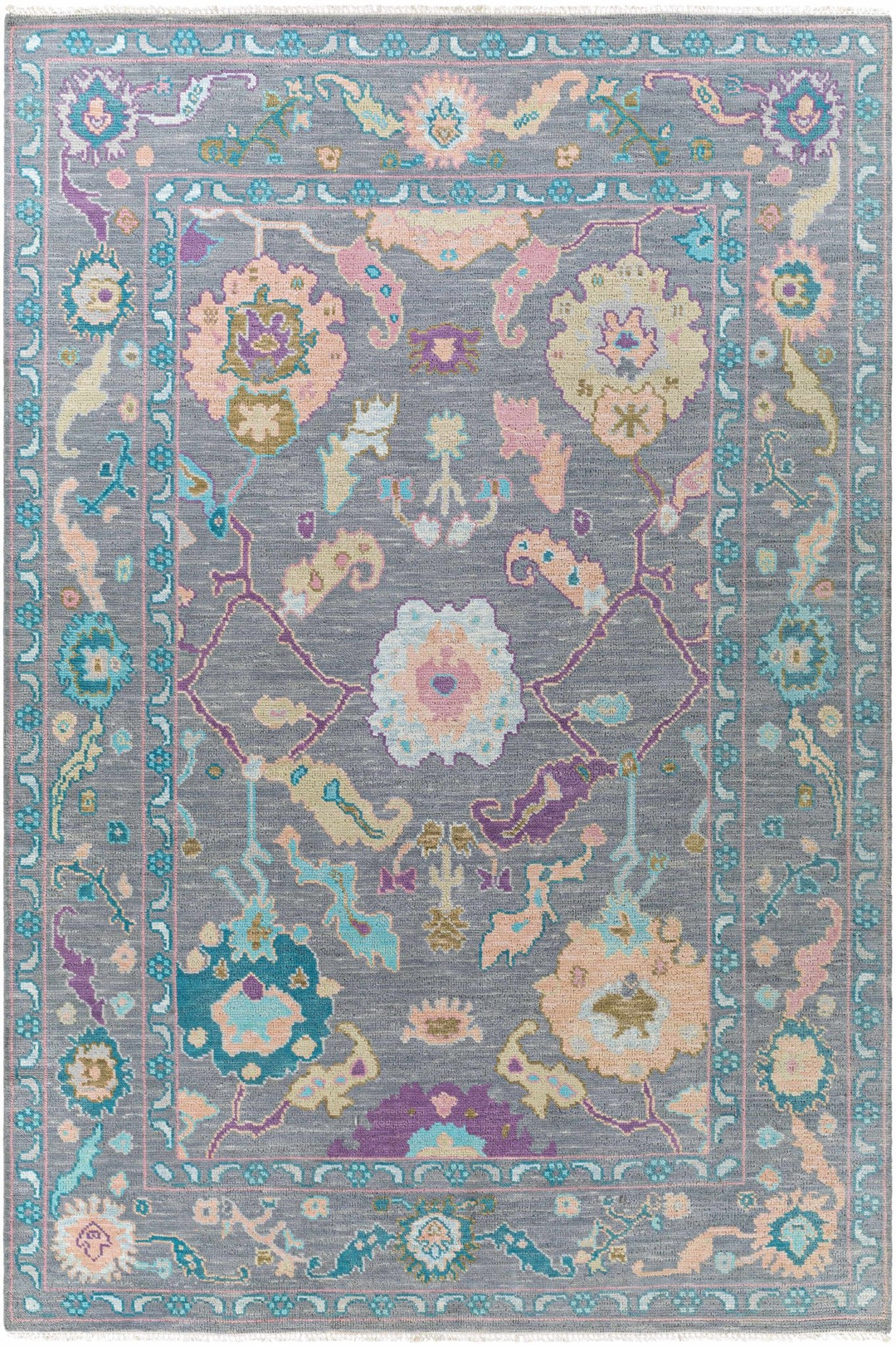 Marchwood Gray And Blue Traditional Design Hand Knotted Area Rug - The Rug Decor