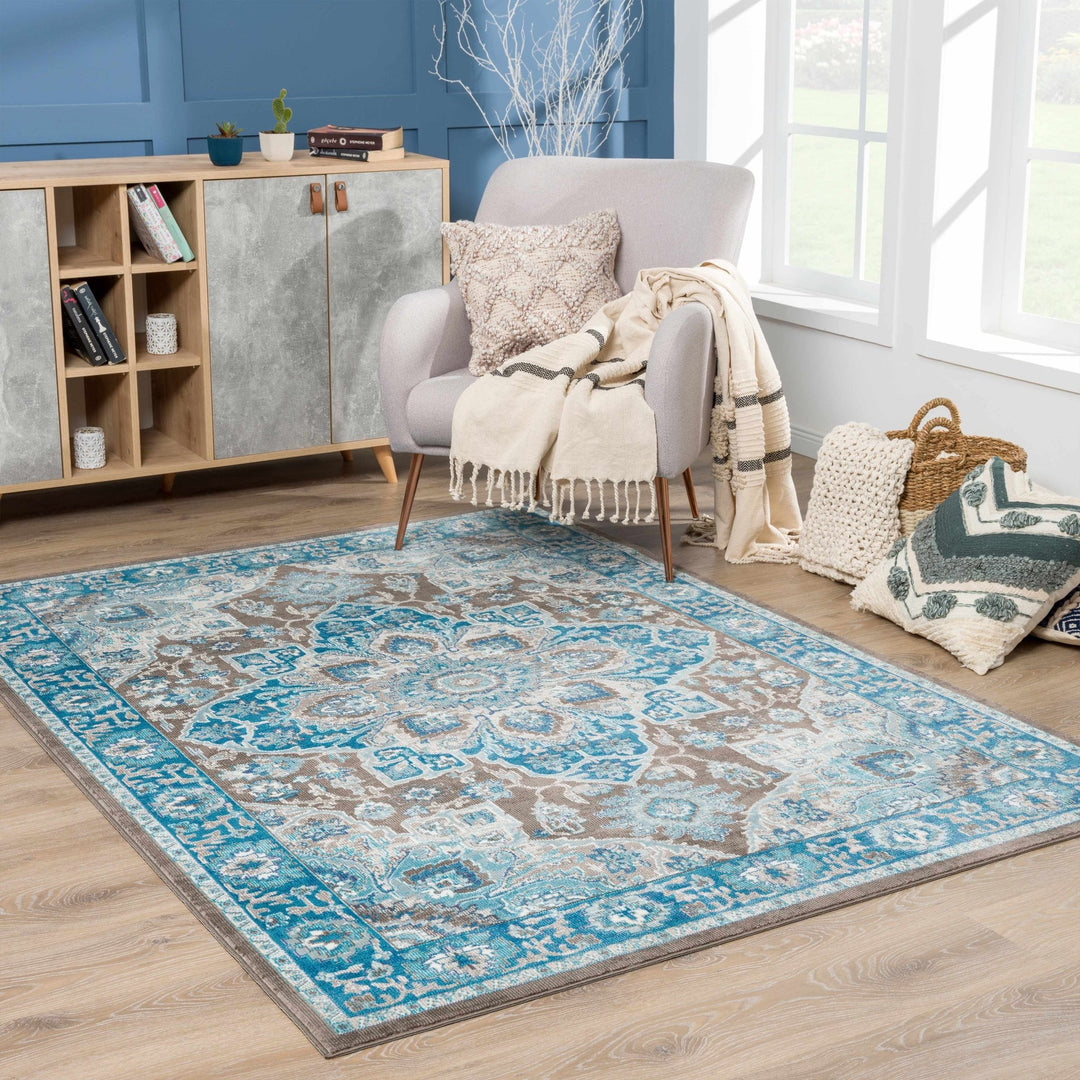 Mardin Traditional Style Blue And Brown Area Rug - The Rug Decor