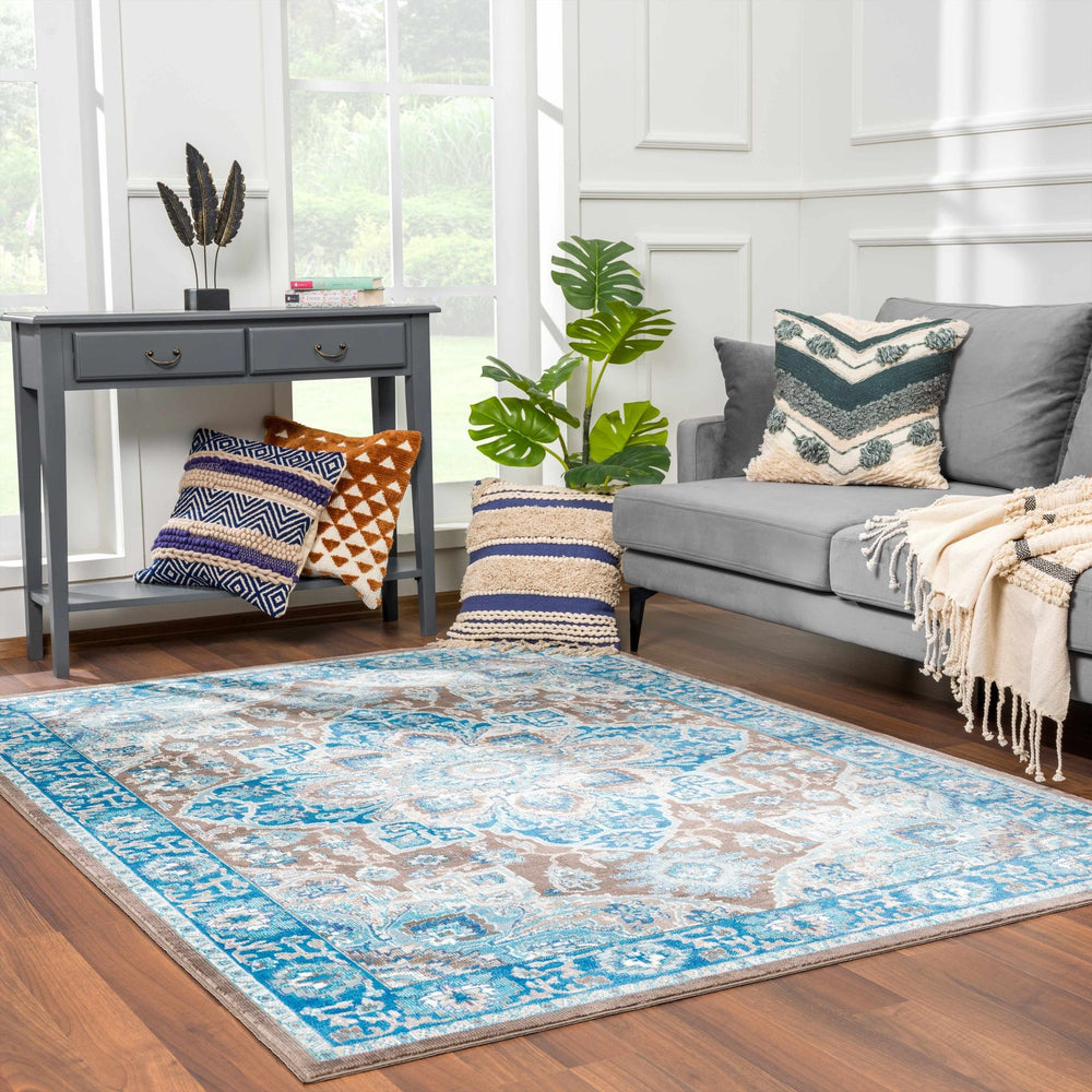Mardin Traditional Style Blue And Brown Area Rug - The Rug Decor