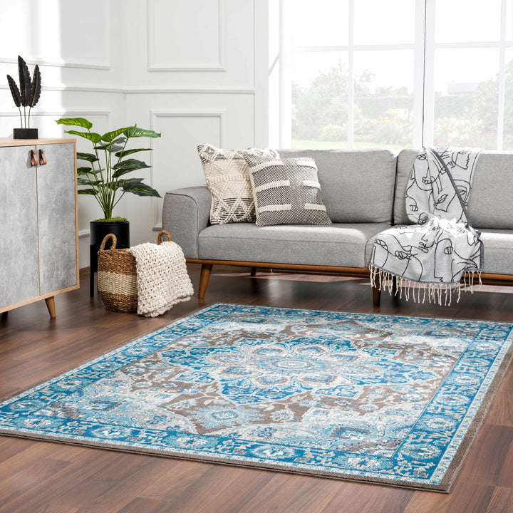 Mardin Traditional Style Blue And Brown Area Rug - The Rug Decor