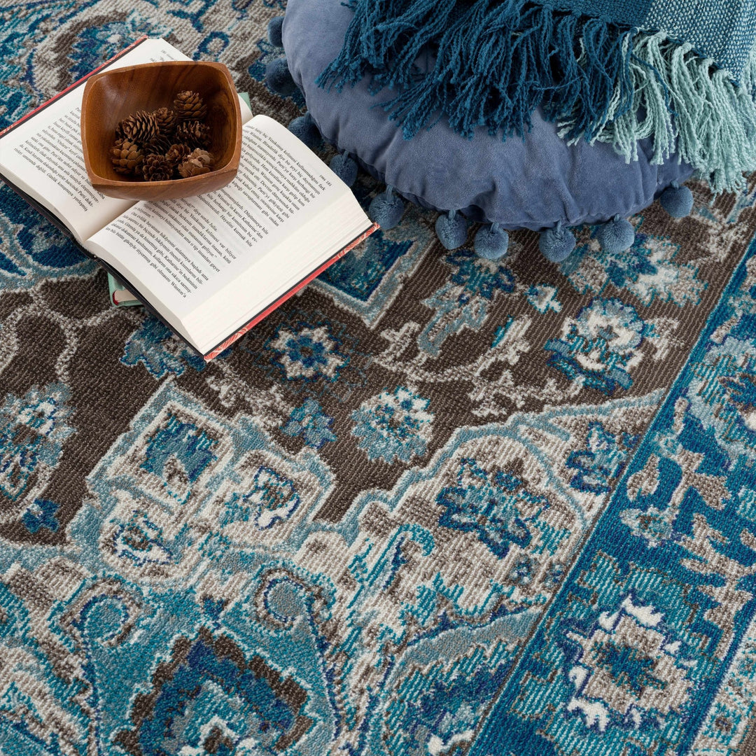 Mardin Traditional Style Blue And Brown Area Rug - The Rug Decor