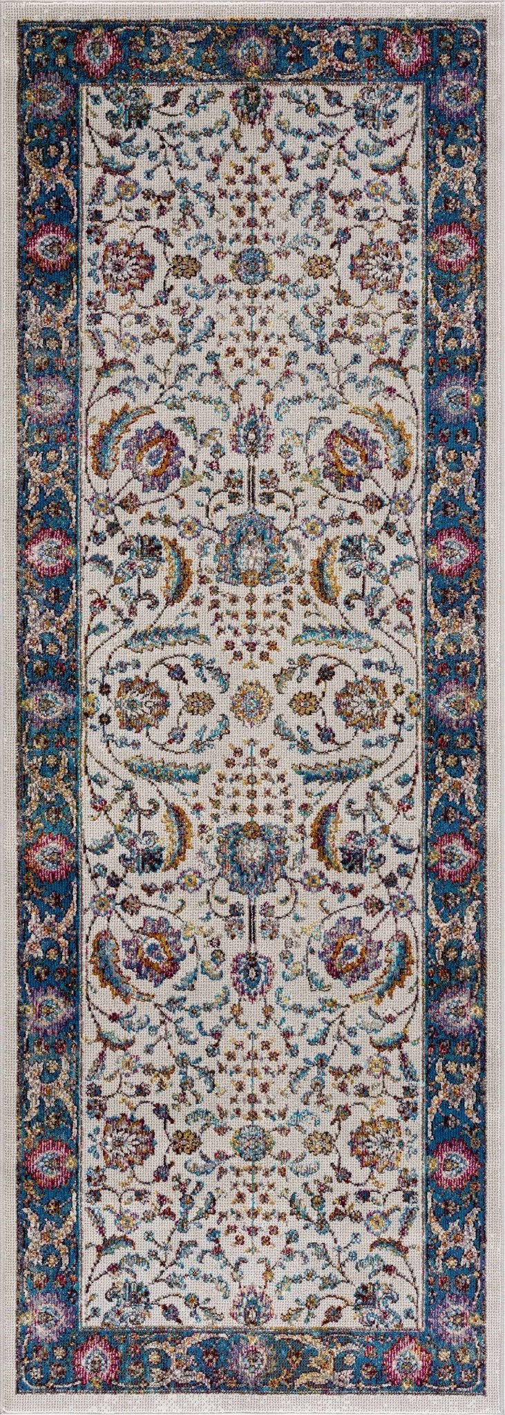 Mardina Traditional Floral Design Cream Machine Woven Rug - The Rug Decor