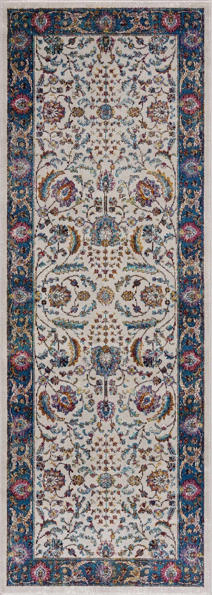 Mardina Traditional Floral Design Cream Machine Woven Rug - The Rug Decor