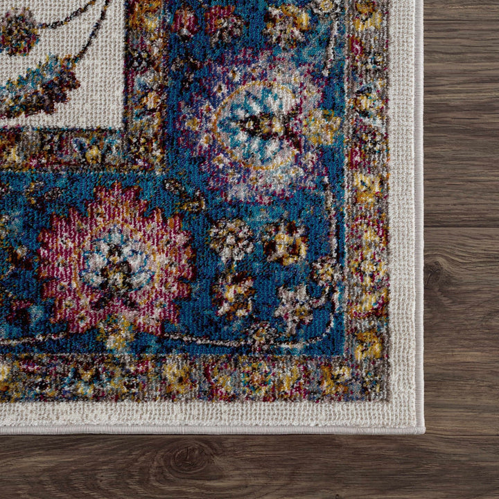 Mardina Traditional Floral Design Cream Machine Woven Rug - The Rug Decor