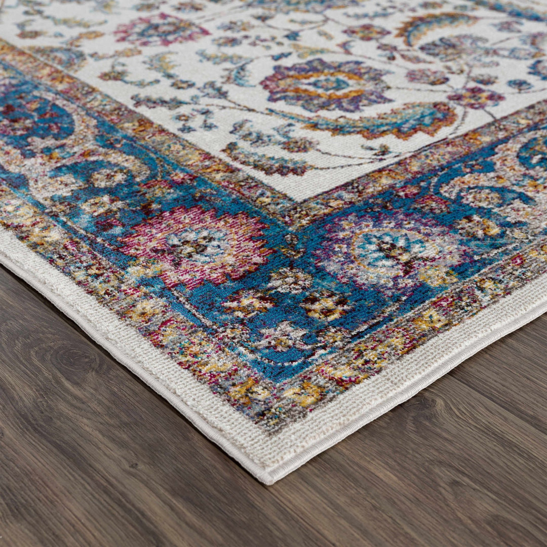 Mardina Traditional Floral Design Cream Machine Woven Rug - The Rug Decor