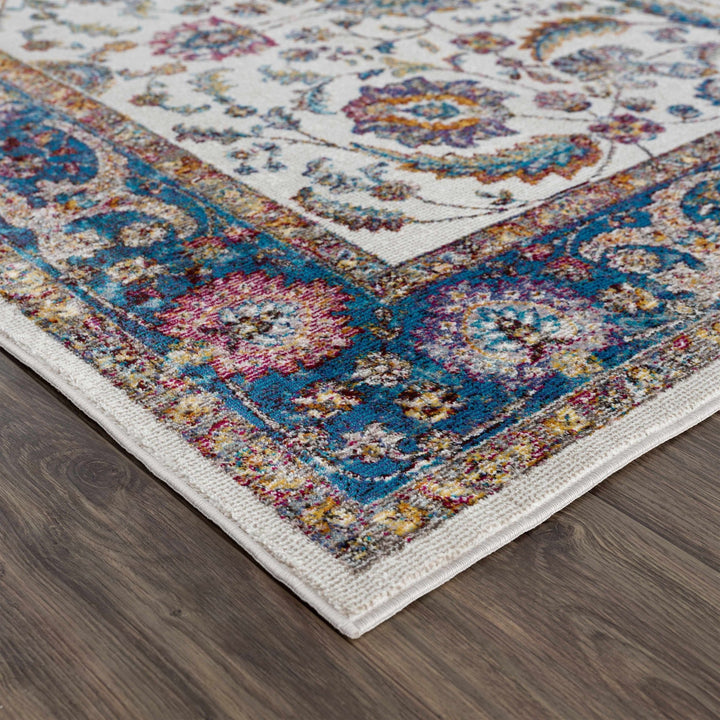 Mardina Traditional Floral Design Cream Machine Woven Rug - The Rug Decor