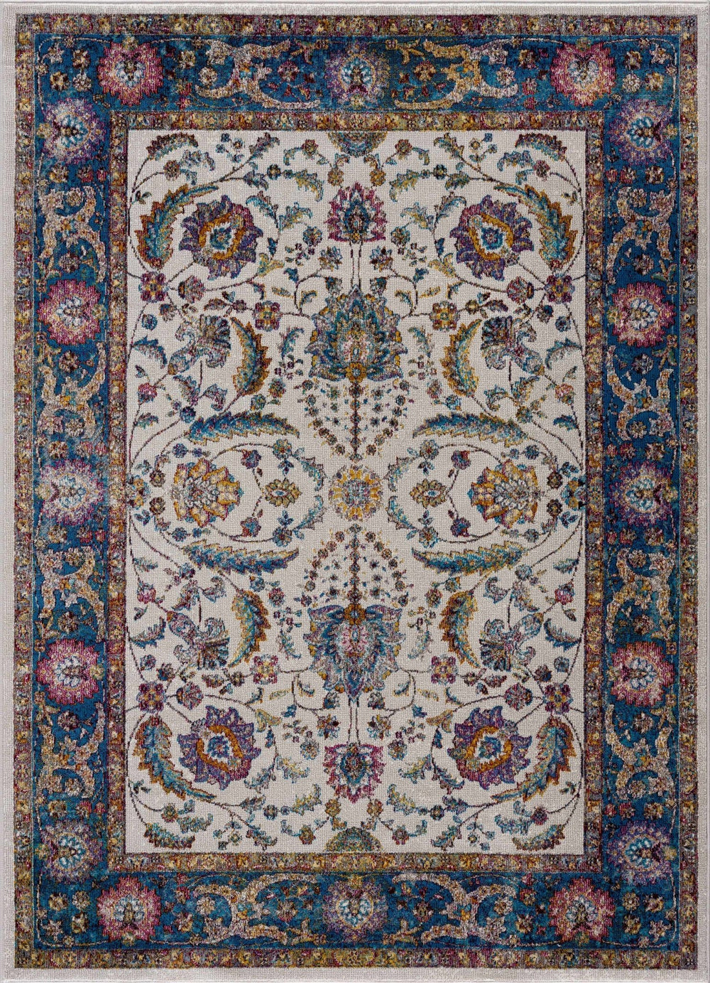 Mardina Traditional Floral Design Cream Machine Woven Rug - The Rug Decor