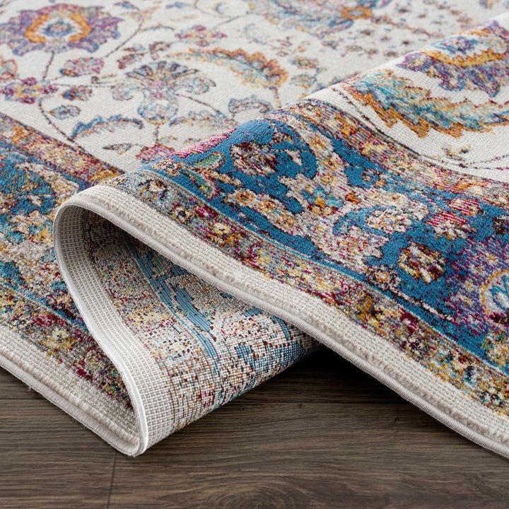 Mardina Traditional Floral Design Cream Machine Woven Rug - The Rug Decor