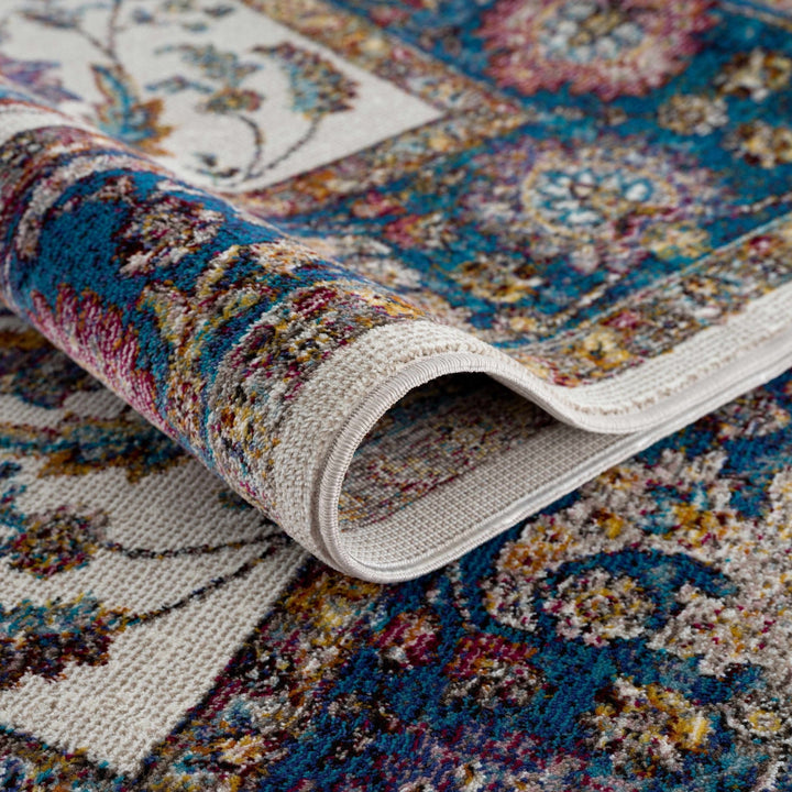Mardina Traditional Floral Design Cream Machine Woven Rug - The Rug Decor