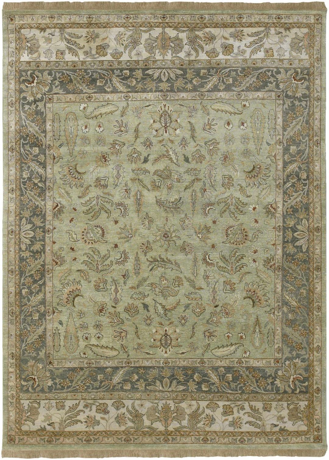 Mariaville Beige And Olive Traditional Style Hand Knotted Area Rug - The Rug Decor