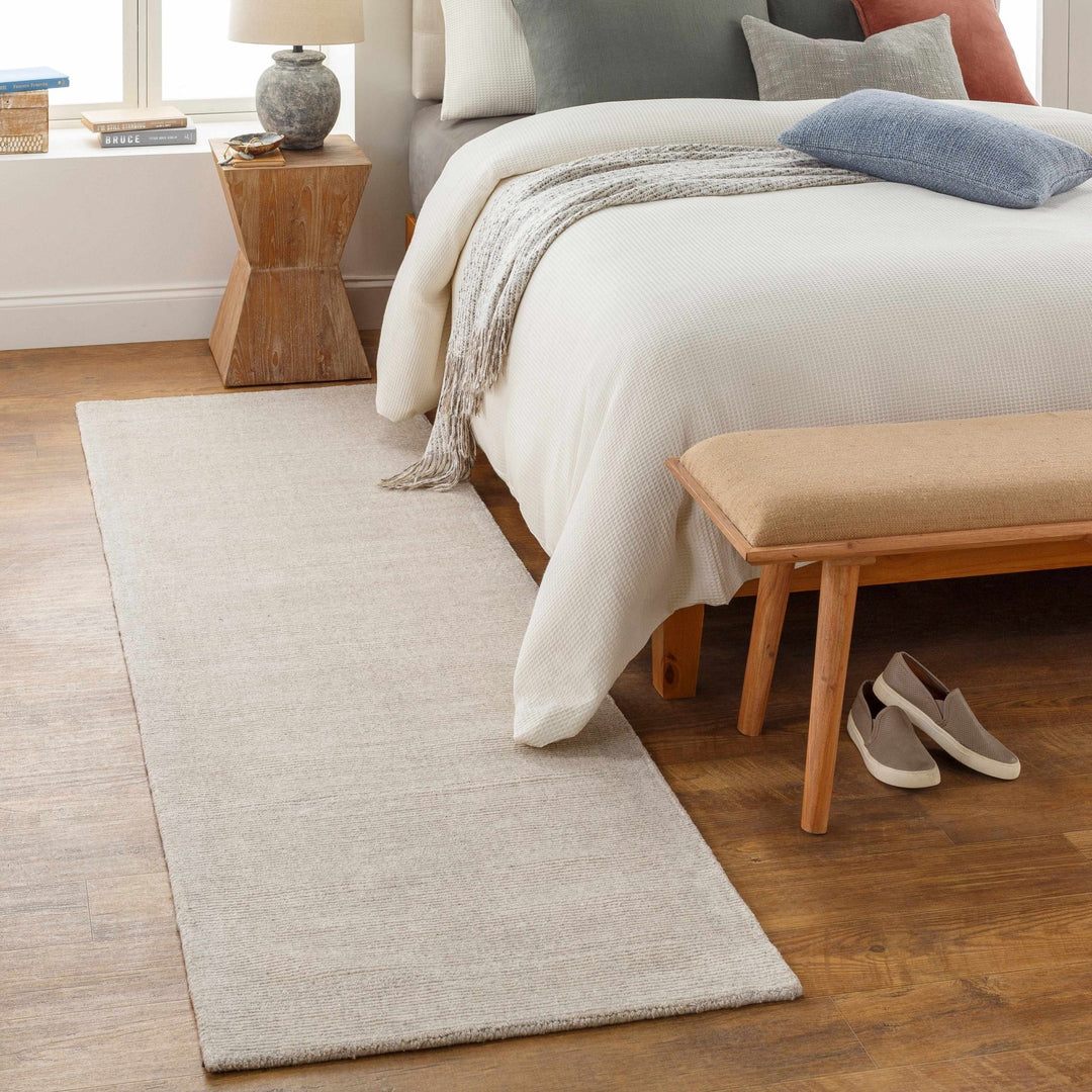 Mariba Modern Solid Design Ivory Hand Tufted Wool Rug - The Rug Decor