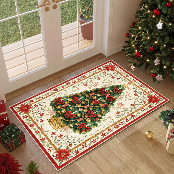 Marloen Christmas Beige Cotton Machine Washable Area Rug - The Rug Decor