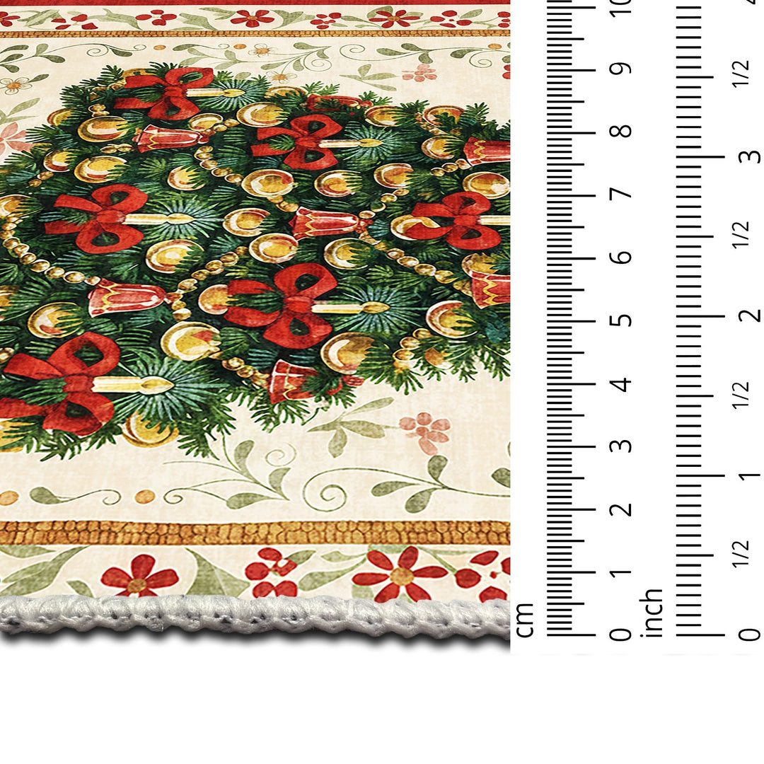 Marloen Christmas Beige Cotton Machine Washable Area Rug - The Rug Decor